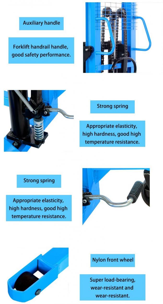 1 Ton 2 Ton 3 Ton 1000kg 2000kg 3000kg Hydraulic Manual Hand Pallet Stacker Truck Forklift Reach Stacker Price 1.6m 2m 3m Lifting Height Hand Lifting Machine