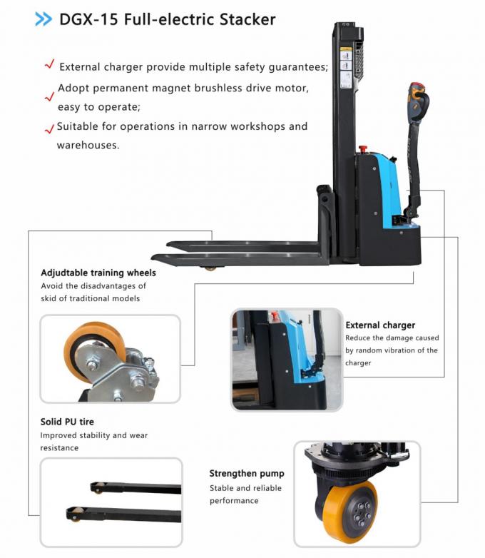 Pedestrian Stand On Pallet Stacker full electric pallet stacker reach walkie stacker 0