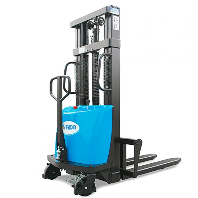 Semi-Electric Reach Stacker Price, Semi-Auto Manual Forklift 1500kg Hydraulic Stacker