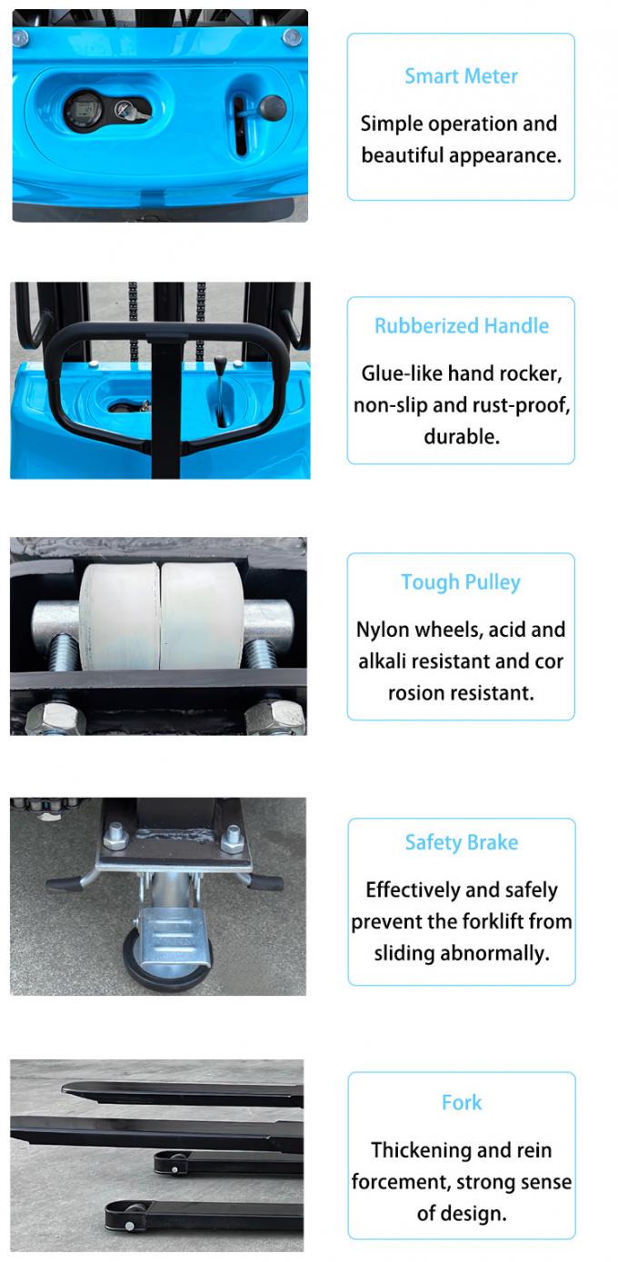 Manual Pallet Stacker 1000kg 1500kg 2000kg 1600mm-3500mm Heigh Range Semi-Electric Hydraulic Forklift